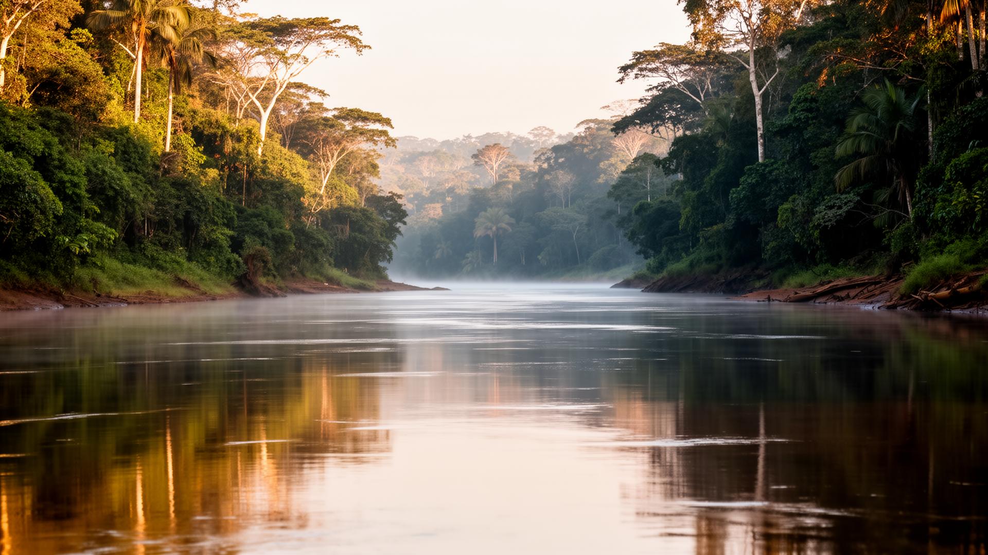 Rio amazônico atravessando a floresta